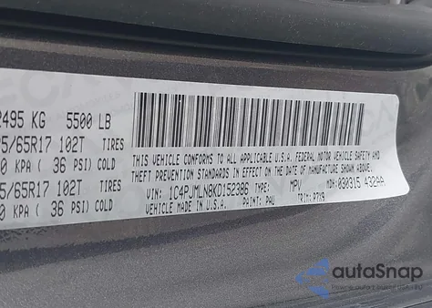 2019 Jeep Cherokee Latitude Plus 4X4 из США, поврежденный, VIN 1C4PJMLN8KD152386